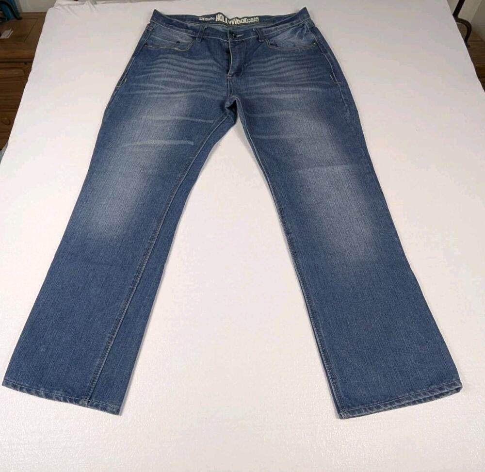 Hollywood The Jean People Slim Fit 38x30 White Wash Distressed